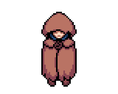 Owais, a hooded traveler, pixel art animation