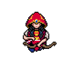 Zarqa running with her bow, pixel art animation