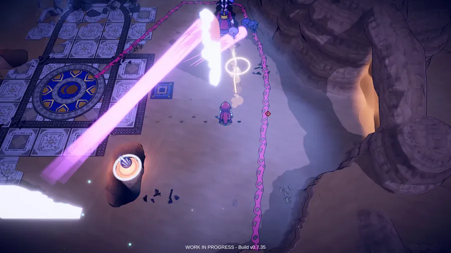 Nomad gameplay, Om Al Dowais sweeps the temple with a purple beam