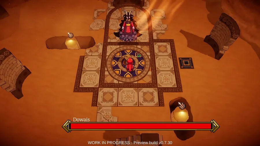 Nomad gameplay, zarqa faces Dowais on the temple mosaic